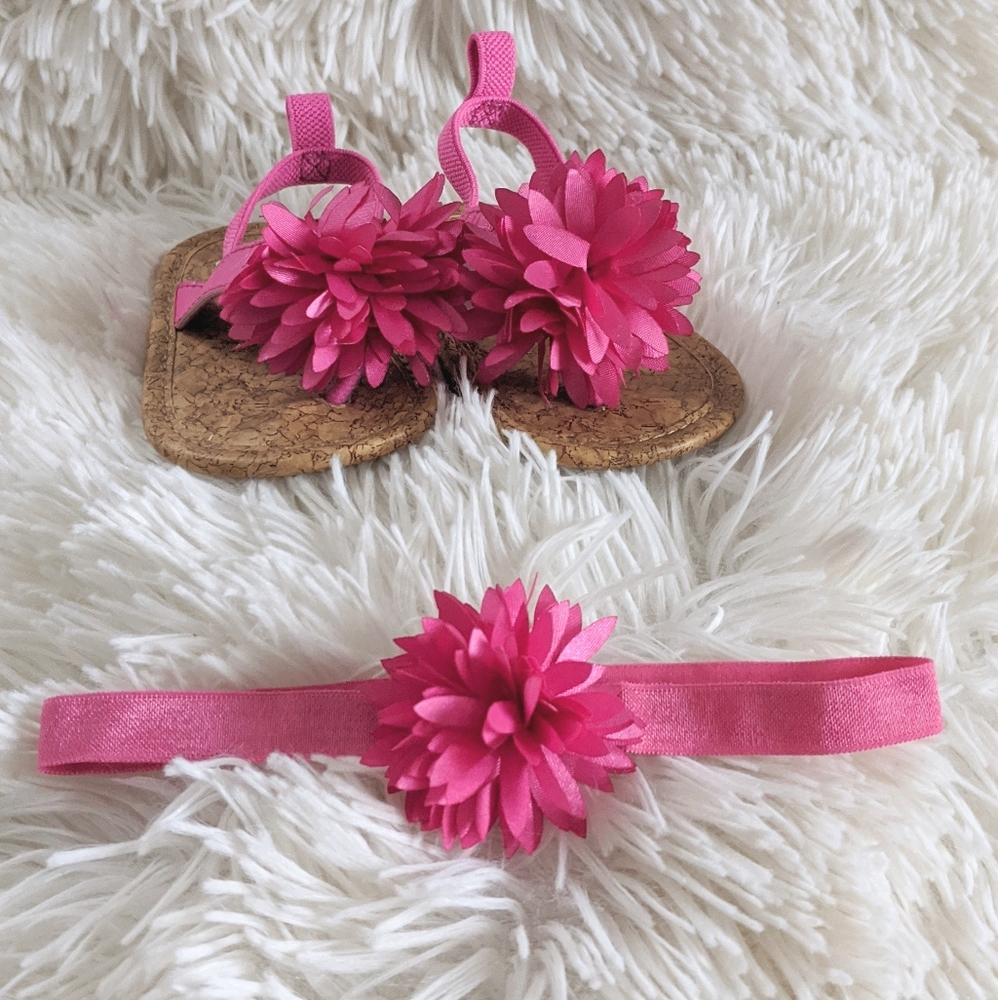 Carter's Sandal & Headband Set 3-6 Mo. Pink